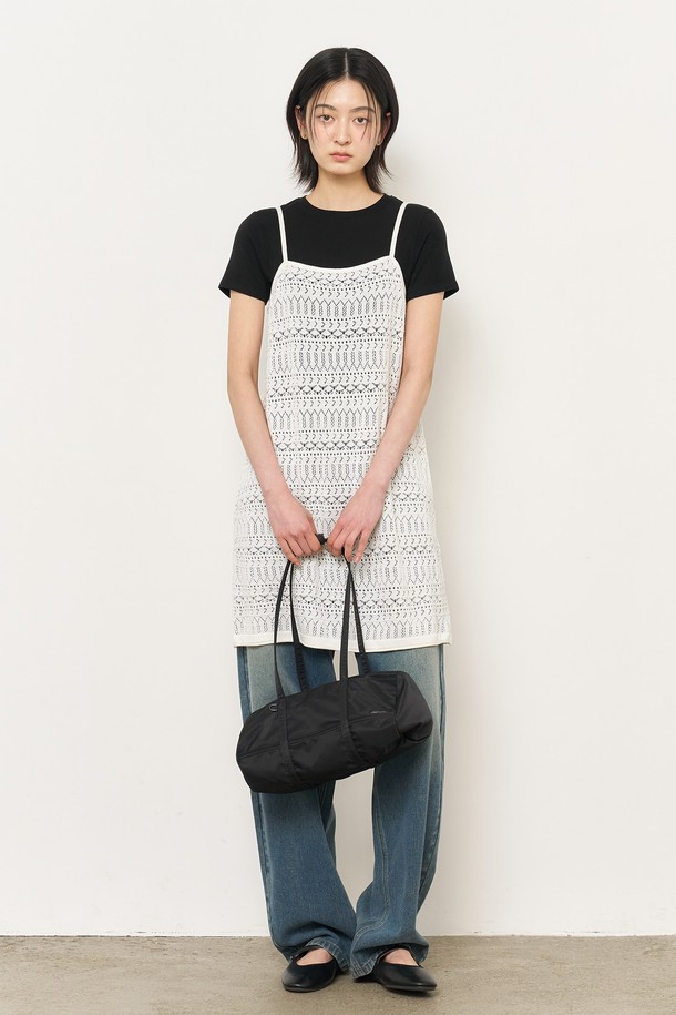 GENERAL IDEA - 민소매 원피스 - [25SS] WOMAN 크로셰 롱 레이어드 니트 탑 [WHITE] / WBE2L05529