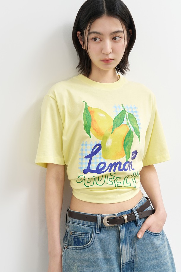 GENERAL IDEA - 반소매 티셔츠 - [25SS] WOMAN 후르츠 루즈핏 반팔티 [LEMON LEMON] / WBE2L01537