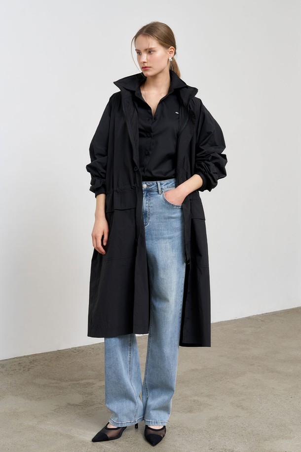 GENERAL IDEA - 점퍼 - [25SS] UNISEX 유틸리티 롱 사파리 점퍼 [BLACK] /SBE1U07003