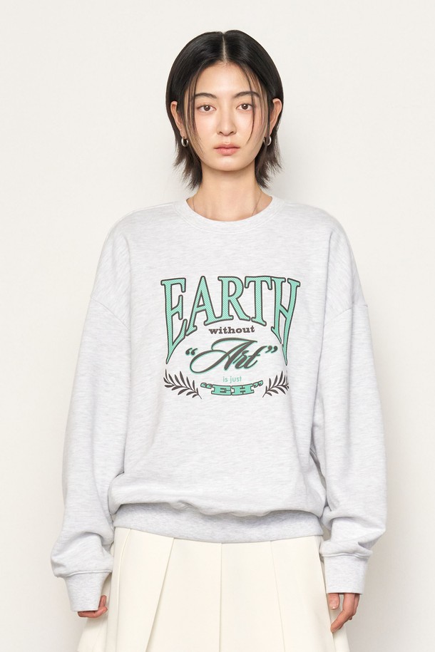 GENERAL IDEA - 스웻셔츠 - [25SS] UNISEX 어스 루즈핏 맨투맨 [MELANGE GREY] /SBE1U02010