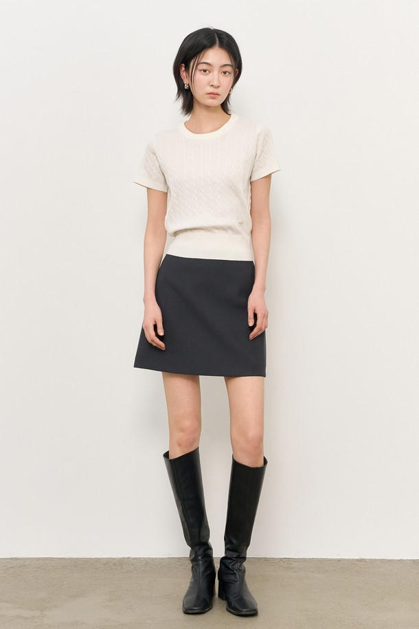 GENERAL IDEA - 스웨터 - [25SS] WOMAN 텐셀 케이블 하프 니트 [WHITE] / WBD2L05528