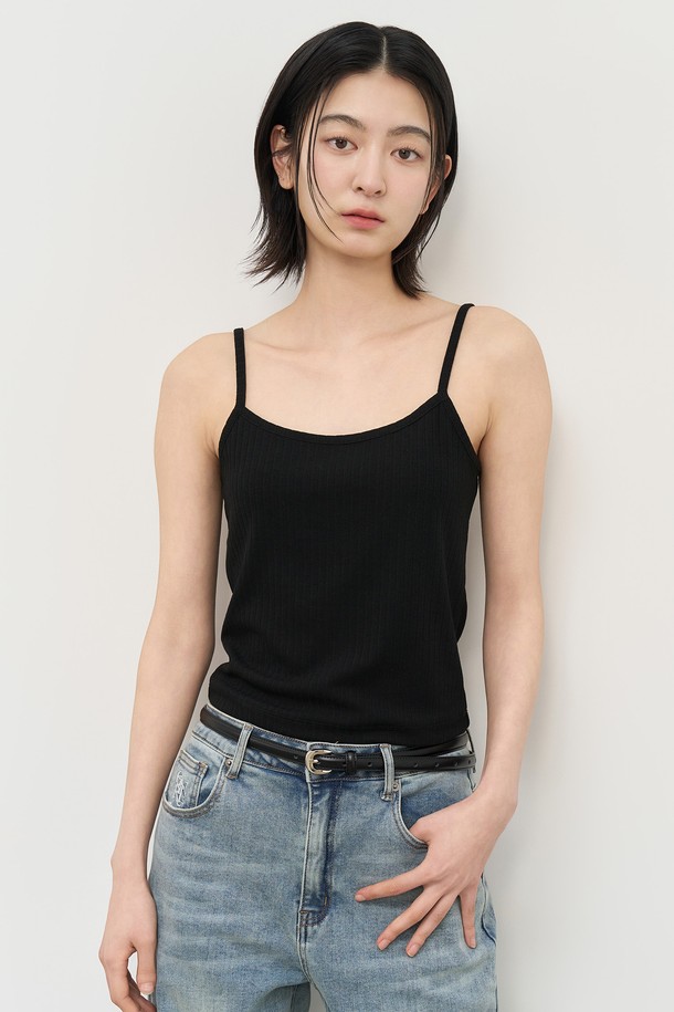 GENERAL IDEA - 민소매티셔츠 - [25SS] WOMAN 아일렛 슬리브리스 [BLACK] / WBE2L01518