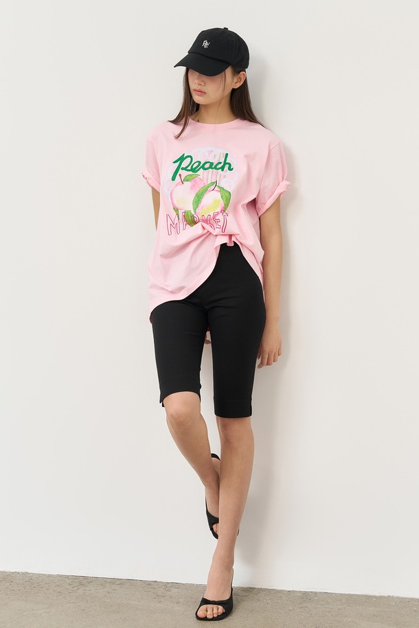 GENERAL IDEA - 반소매 티셔츠 - [25SS] WOMAN 후르츠 루즈핏 반팔티 [PINK PEACH] / WBE2L01537
