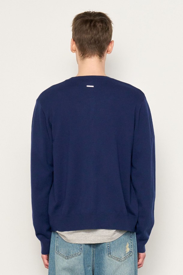 GENERAL IDEA - 가디건 - [25SS] MAN 울 크루넥 가디건 [NAVY] / SBE1M04006