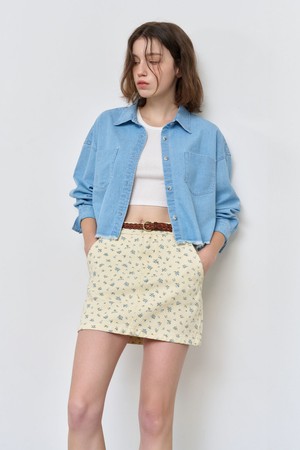 [25SS] WOMAN 데님 워싱 세미 크롭 셔츠 [BLUE] / WBE1L03504