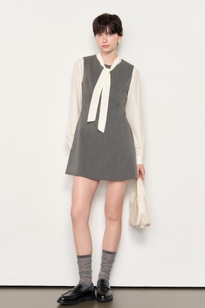 [25SS] WOMAN 미니멀 미니 원피스 [CHARCOAL] / WBE2L15504