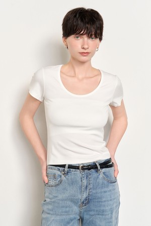 [25SS] WOMAN 슬림 U넥 반팔티 [WHITE] / WBE2L01514