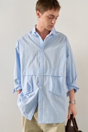 [25SS] UNISEX 루즈핏 포켓 나일론 셔츠 [SKY BLUE] / SBE1U03005