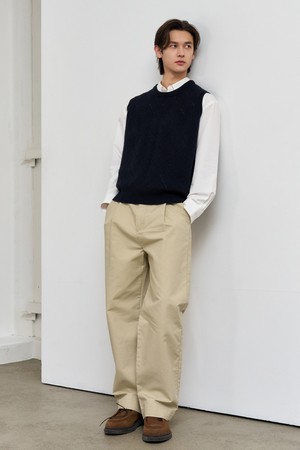 [25SS] MAN 플리티드 와이드 팬츠 [BEIGE] / SBE1M11002