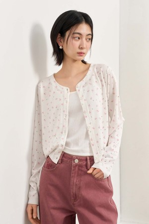 [25SS] WOMAN 플라워 프린트 가디건 [WHITE] / WBE2L04531