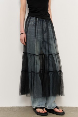 [25SS] WOMAN 시어 레이어드 롱스커트 [BLACK] / WBE2L13516