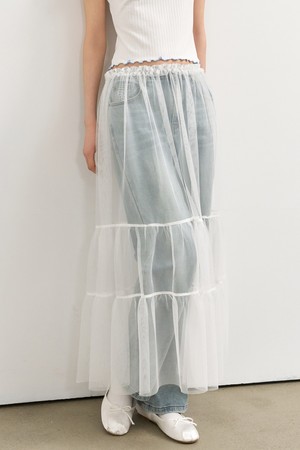 [25SS] WOMAN 시어 레이어드 롱스커트 [WHITE] / WBE2L13516