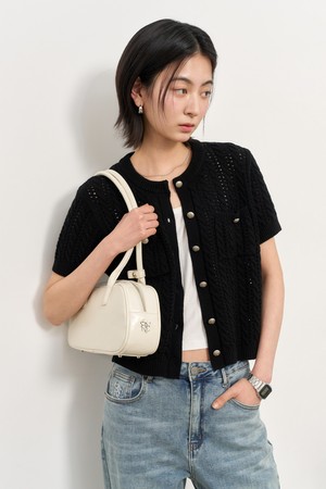 [25SS] WOMAN 코튼 케이블 하프 가디건 [BLACK] / WBE2L04532