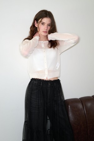 [25SS] WOMAN 패커블 시어 롱 슬리브 가디건 [WHITE] / WBE2L04540