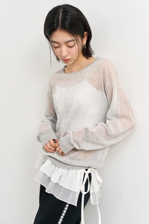 [25SS] WOMAN 패커블 시어 루즈핏 풀오버 [MELANGE GREY] / WBE2L05541