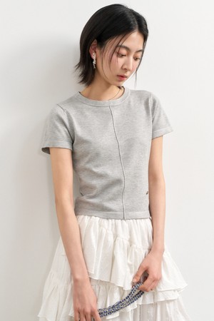 [25SS] WOMAN 핀턱 크루넥 하프 니트 [LIGHT GREY] / WBE2L05537