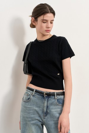 [25SS] WOMAN 텐셀 케이블 하프 니트 [BLACK] / WBD2L05528