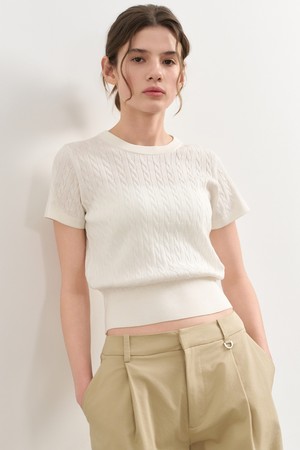 [25SS] WOMAN 텐셀 케이블 하프 니트 [WHITE] / WBD2L05528