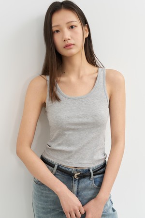 [25SS] WOMAN 솔리드 U넥 슬리브리스 [MELANGE GREY] / WBE2L01517