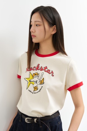 [25SS] WOMAN 락스타 레귤러 링거 티셔츠 [BUTTER] / WBE2L01534