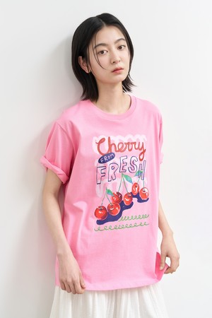 [25SS] WOMAN 후르츠 루즈핏 반팔티 [PINK CHERRY] / WBE2L01537