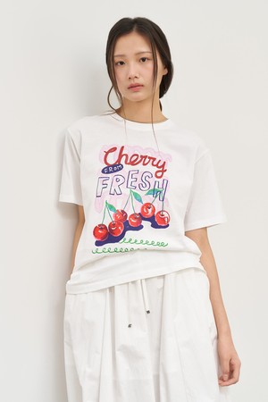 [25SS] WOMAN 후르츠 루즈핏 반팔티 [WHITE CHERRY] / WBE2L01537