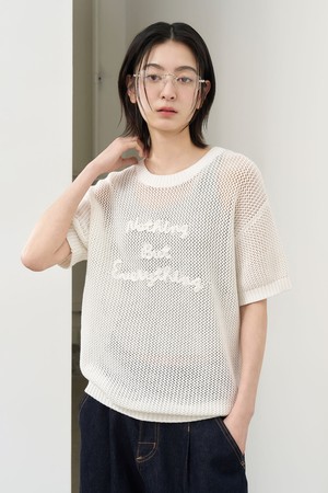 [25SS] WOMAN 코드 스티치 네트 하프 니트 [IVORY] / WBE2L05535