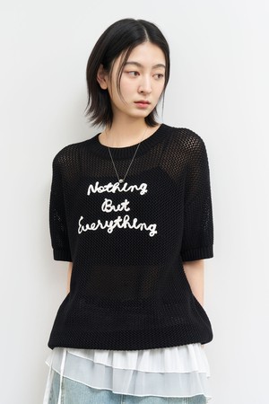 [25SS] WOMAN 코드 스티치 네트 하프 니트 [BLACK] / WBE2L05535