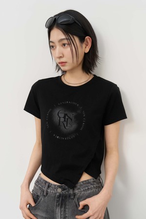 [25SS] WOMAN 언밸런스 실켓 스판 아트웍 반팔티 [BLACK] / WBE2L01540