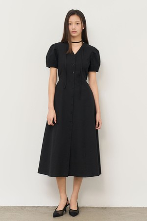 [25SS] WOMAN 브이넥 퍼프 롱 원피스 [BLACK] / WBE2L15510