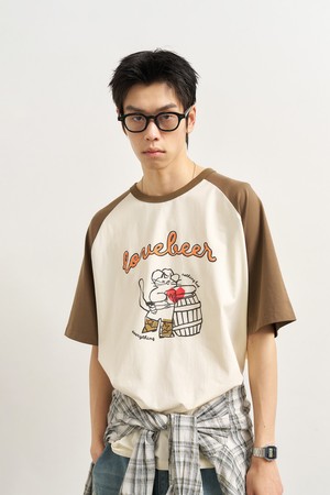 [25SS] UNISEX 래글런 웨스턴 캣 그래픽 반팔티 [CREAM] / SBE2U01008