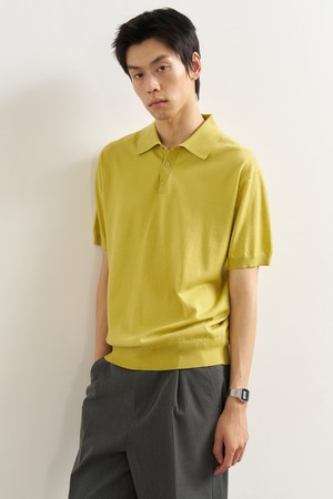 [25SS] MAN 에센셜 카라넥 하프 니트 [MUSTARD] / SBE2M05010