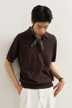 [25SS] MAN 에센셜 카라넥 하프 니트 [BROWN] / SBE2M05010