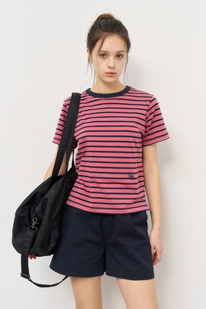 [25SS] WOMAN 레귤러 스트라이프 반팔티 [MAUVE PINK] / WBE2L01542