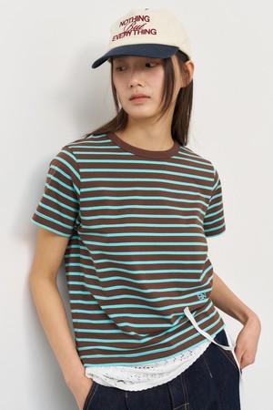 [25SS] WOMAN 레귤러 스트라이프 반팔티 [BROWN] / WBE2L01542