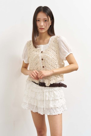 [25SS] WOMAN 보헤미안 크로셰 오픈 베스트 [BEIGE] / WBE2L06550