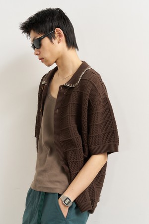 [25SS] UNISEX 스티치 카라 크로셰 가디건 [BROWN] / SBE2U04012