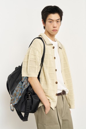 [25SS] UNISEX 스티치 카라 크로셰 가디건 [CREAM] / SBE2U04012