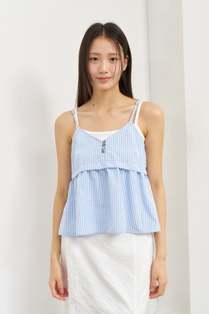 [25SS] WOMAN 시어서커 슬리브리스 블라우스 [BLUE] / WBE2L03521