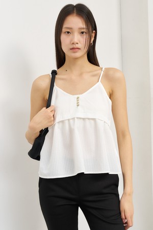 [25SS] WOMAN 시어서커 슬리브리스 블라우스 [WHITE] / WBE2L03521