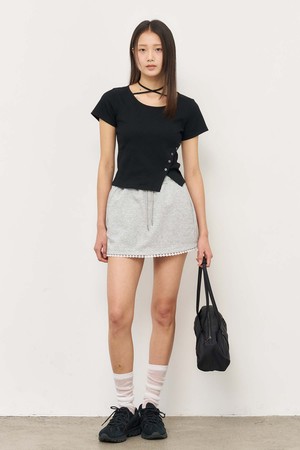 [25SS] WOMAN 레이스 트리밍 스커트 쇼츠 [MELANGE GREY] / WBE2L13519