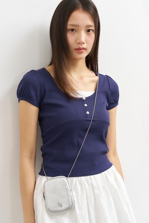 [25SS] WOMAN 버튼 레이어드 반팔티 [NAVY] / WBE2L01544