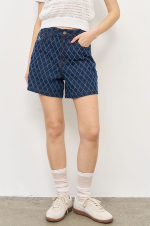 [25SS] WOMAN 다이아 스크래치 데님 쇼츠 [NAVY] / WBE2L12512
