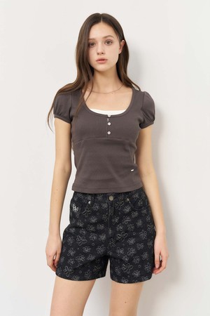 [25SS] WOMAN 플라워 데님 쇼츠 [BLACK] / WBE2L12514