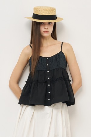 WOMAN 셔링 버튼 슬리브리스 블라우스 [3COL] / WBE2L03527