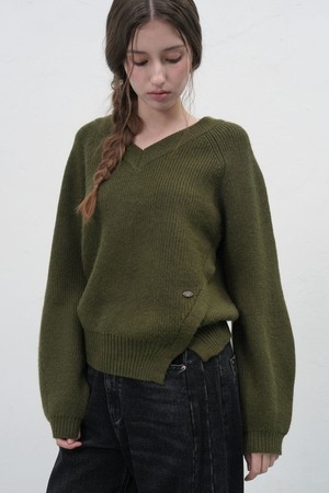 [25FW] WOMAN 브이넥 슬릿 하찌 니트 풀오버 [3COL] /WBE3L05531