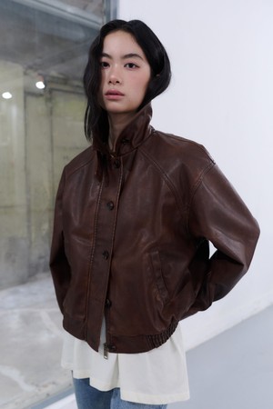 [25FW] WOMAN 빈티지 워싱 페이크 레더 블루종 [2COL] / WBE3L09514