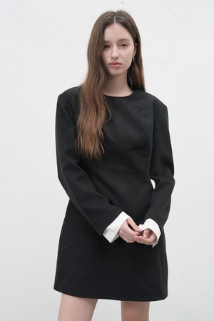 [FW] WOMAN 커프스 배색 미니 원피스 [BLACK] / WBE3L15505