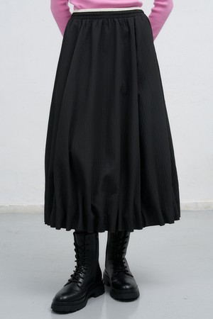 WOMAN 유니크 텍스처 벌룬 롱스커트 [BLACK] / WBE3L13507