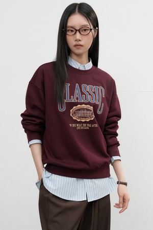 [25FW] UNISEX 클래식 아플리케 루즈핏 맨투맨 [2COL] / SBE3U02009